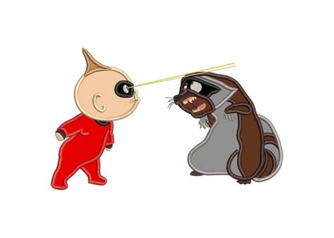 Jack Jack Vs Raccoon Incredibles Applique Embroidery Design - INSTANT ...