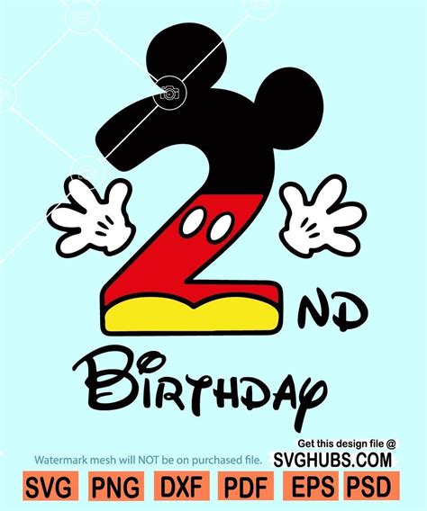 2nd Birthday Mickey svg, Mickey Birthday Svg, Birthday SVG files