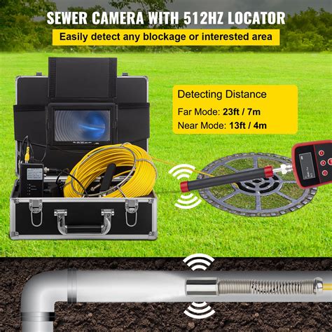 VEVOR 512HZ Pipe Locator Pipe Sewer Inspection 7" Sewer Camera with ...