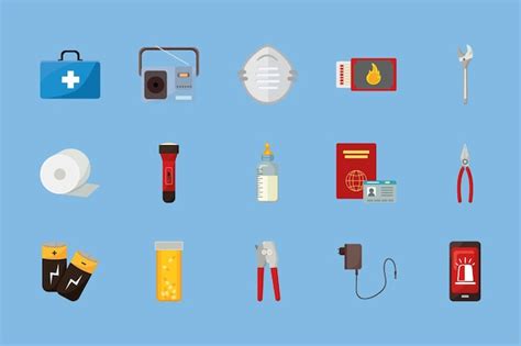 Premium Vector | Fifteen emergency kit icons