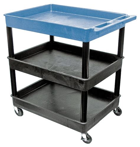 Flat Handle Utility Cart, 300 lb Load Capacity, Number of Shelves 3, 32 in x 24 in - Grainger