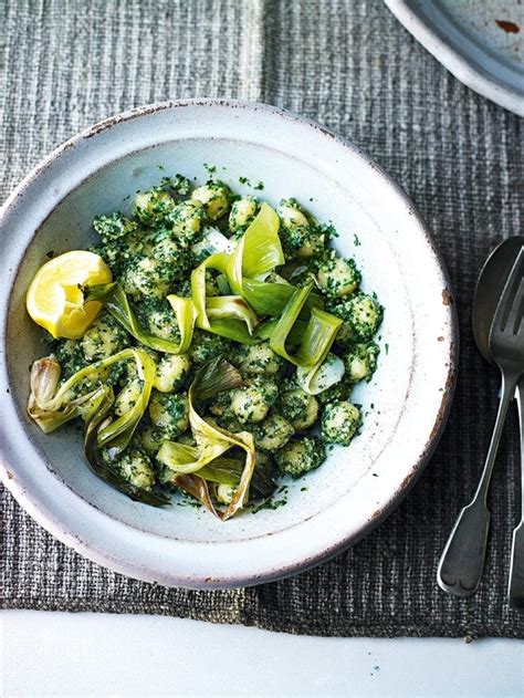 Gnocchi with spinach pesto and caramelised leeks recipe | delicious. magazine