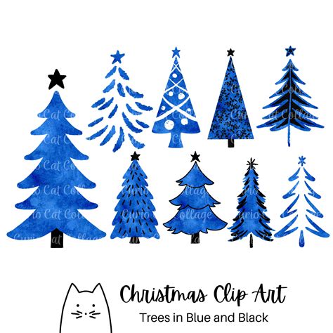 Blue Christmas Tree Clip Art Sublimation Back the Blue 300 DPI PNG With ...