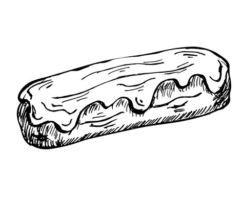 eclair hand drawn sketch isolated on white. vector illustration of ...