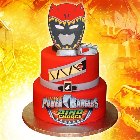 2 Tier Fondant Power Rangers Dino Charge Birthday Cake Power Ranger ...