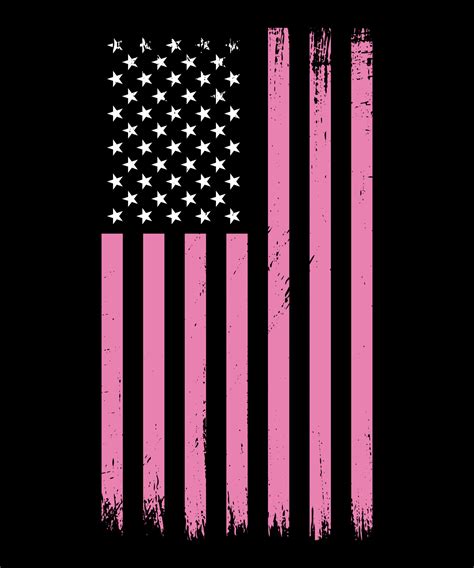 American Grunge Flag, American Distressed Flag, Pink Colored American Flag, Breast Cancer ...