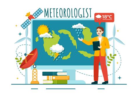 Meteorologist Vector Illustration with Weather Forecast and Atmospheric ...