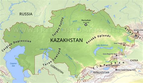 Kazakhstan Physical Map