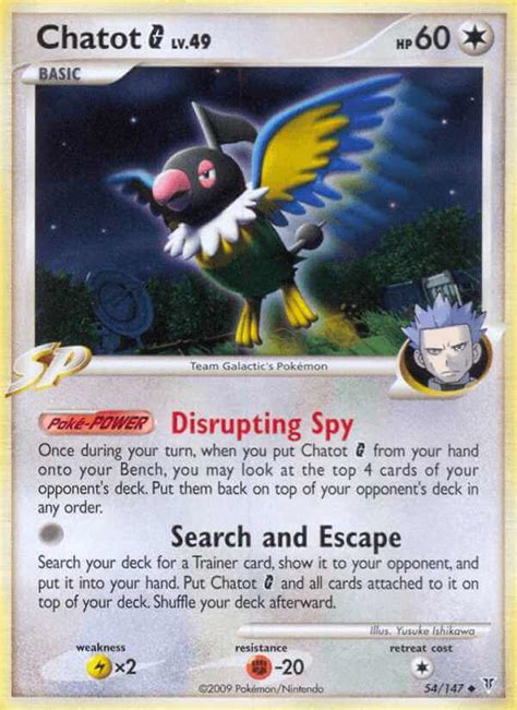 Chatot G (pl3-54) - Pokémon Card Database - PokemonCard