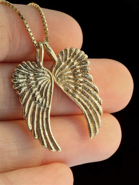 Guardian Angel Wing Pendant 14K Gold Jewelry