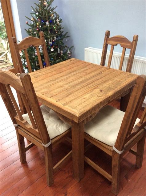 Chunky solid wood dining table and chairs. | in Godalming, Surrey | Gumtree