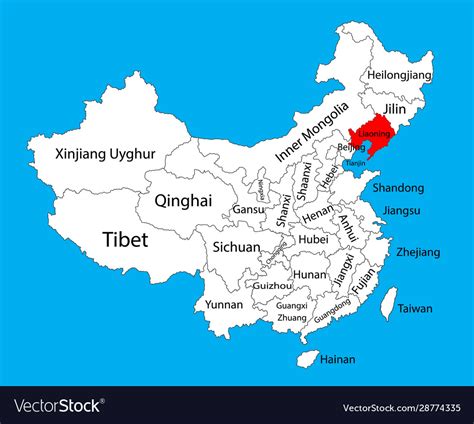 Liaoning province map china map Royalty Free Vector Image