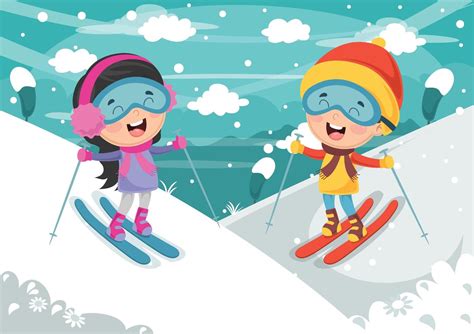 Kids Skiing in Mountains 1128658 Vector Art at Vecteezy