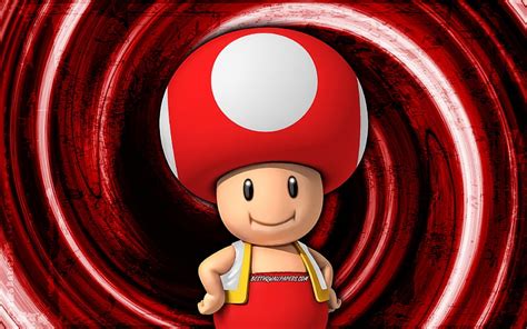 4K free download | Toad, red grunge background, Super Mario, mushroom ...