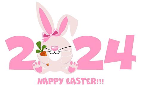 Happy Easter 2024, Cartoon Rabbit with carrot. Flat Cartoon Style. 35598933 Vector Art at Vecteezy