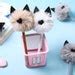 3 Pcs/lot Kawaii Fluffy Plush Cat, Heart Nose, Black Ears, Gel Ink Pen Adorable Student Pen ...