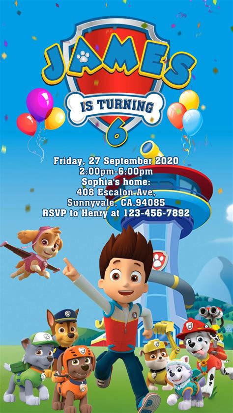 Paw patrol birthday invitations paw patrol party invitation – Artofit