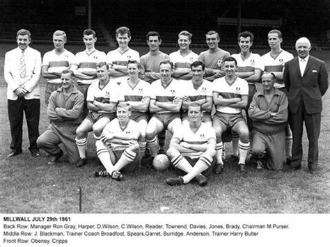 Millwall team group in 1961. | Millwall, Back row, The row