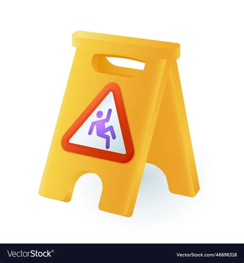 Yellow slippery floor surface sign 3d icon Vector Image