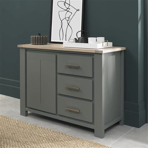 Premier Collection Oakham Dark Grey & Scandi Oak Narrow Sideboard - Sideboards - Bentley Designs