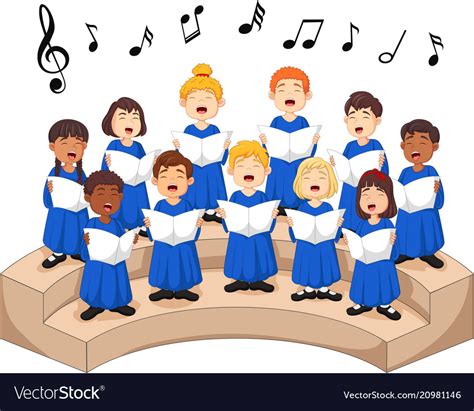 Choir girls and boys singing a song Royalty Free Vector