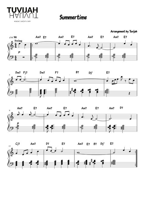 Summertime Version 2 (Arrangement) Sheet music for Piano (Solo) Easy | Musescore.com