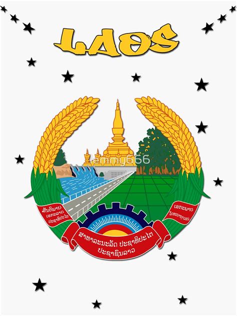 "Laos - Coat of Arms - Flag Design" Stickers by lemmy666 | Redbubble