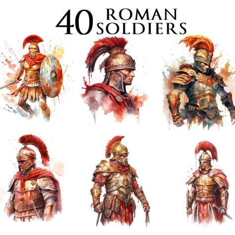 40 PNG Watercolor Soldiers Ancient Rome Clipart, Ancient Rome Army Png Clip Art Bundle, Warriors ...