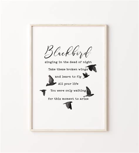 Blackbird Song Lyrics Printable Wall Art Beatles Print Music - Etsy