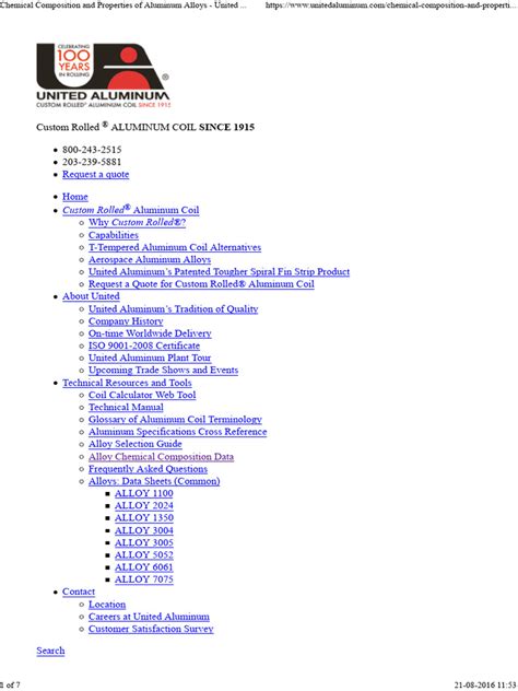 Chemical Composition and Properties of Aluminum Alloys - United ...