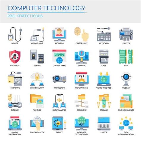 Set of Flat Color Computer Technology Icons 667786 Vector Art at Vecteezy