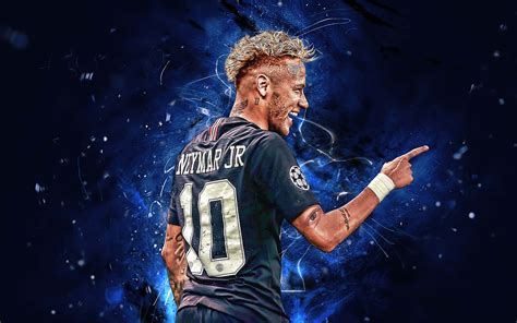 Download Neymar Ultra Hd Blue Effect Wallpaper | Wallpapers.com