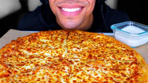 ASMR LITTLE CAESARS CHEESE PIZZA WITH RANCH SAUCE *BIG BITES* EATING SHOW MOUTH SOUNDS JERRY ...