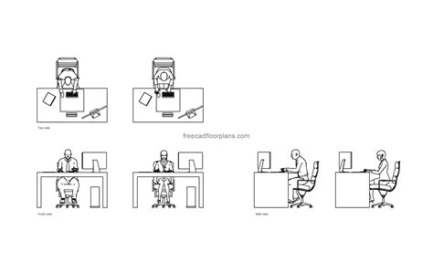 Person Sitting at Desk, AutoCAD Block - Free Cad Floor Plans