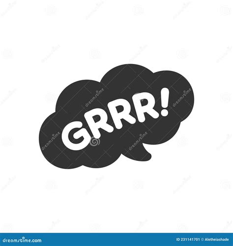 Grrr! White Text in a Dark Black Speech Bubble Balloon. Dog Bark Sound Effect Vector Clipart ...