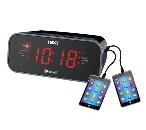 Bluetooth® Dual Alarm Clock Radio with Two USB Charge Ports – Naxa ...