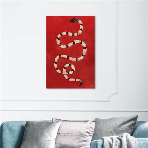 Wynwood Studio 'Crimson Snake' Animals Wall Art Canvas Print - Red, Black, 24" x 36" - Walmart.com