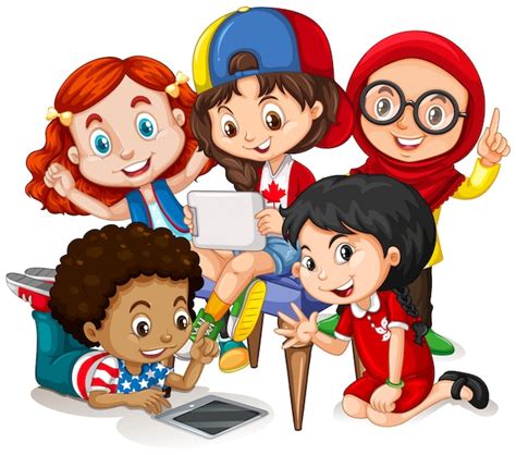 Niños trabajando en grupo. | Vector Gratis