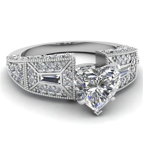 Customized Heart Shaped Vintage Engagement Rings | Fascinating Diamonds