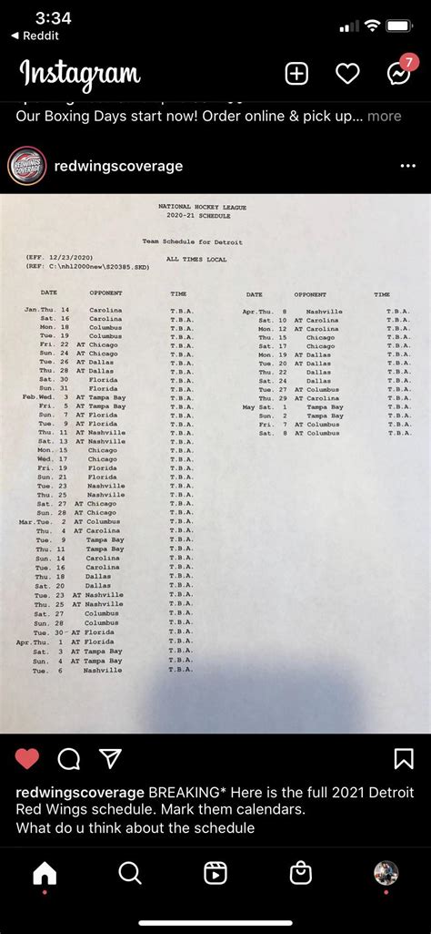 2020-2021 FULL RED WINGS SCHEDULE 👀 via redwingscoverage on Instagram ...