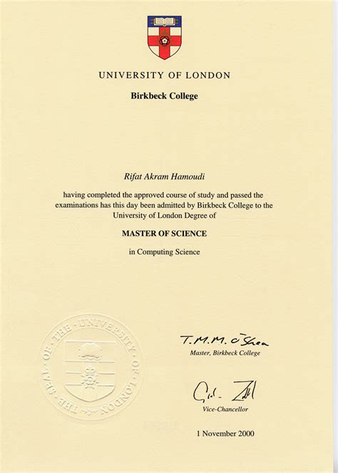 College University: University College London Degree Certificates