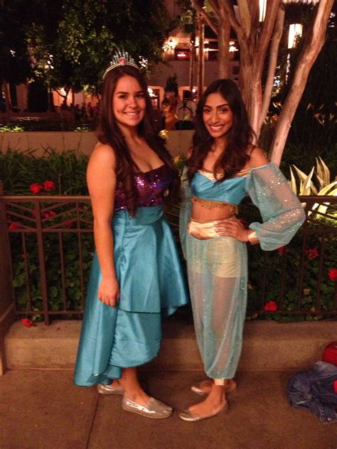 Homemade Ariel and Jasmine costumes