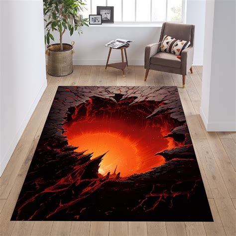 Lava Rug, Hot Lava Rug,deep Hole Rug, 3D Huge Crack, Volcano Floor Rug, Lava Pattern Rug, Home ...