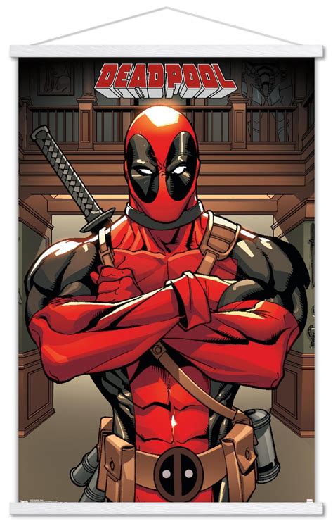 Marvel Comics - Deadpool - Pose Wall Poster with Wooden Magnetic Frame, 22.375" x 34" - Walmart.com