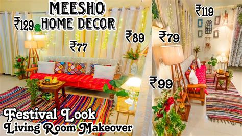 * Meesho * Home Decor Living Room Makeover in budget / Festival look # ...