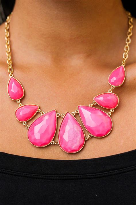 Pink and Gold Teardrop Necklace – Saved by the Dress