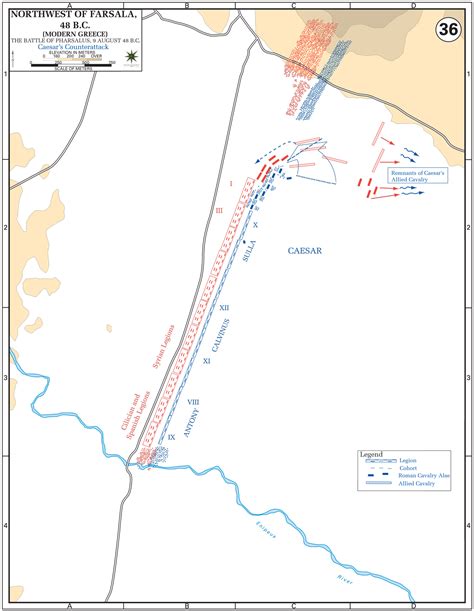 Map of the Battle of Pharsalus 48 BC - Caesar's Counter-Attack