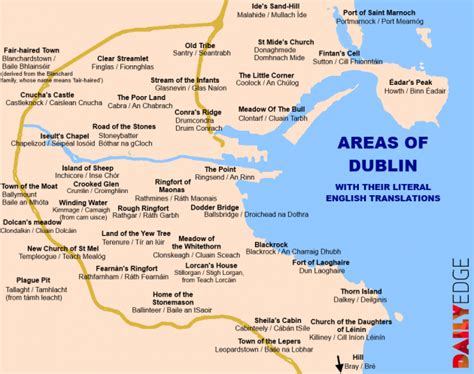 38 districts of Dublin with their literal English translations