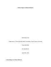 Cultural Impact on Human Behavior and Psychological Difficulties | Course Hero
