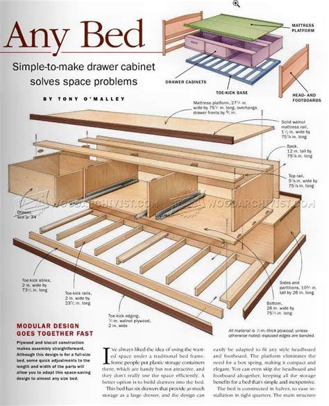 #2733 Under Bed Storage Plans - Furniture Plans | Bed frame with ...